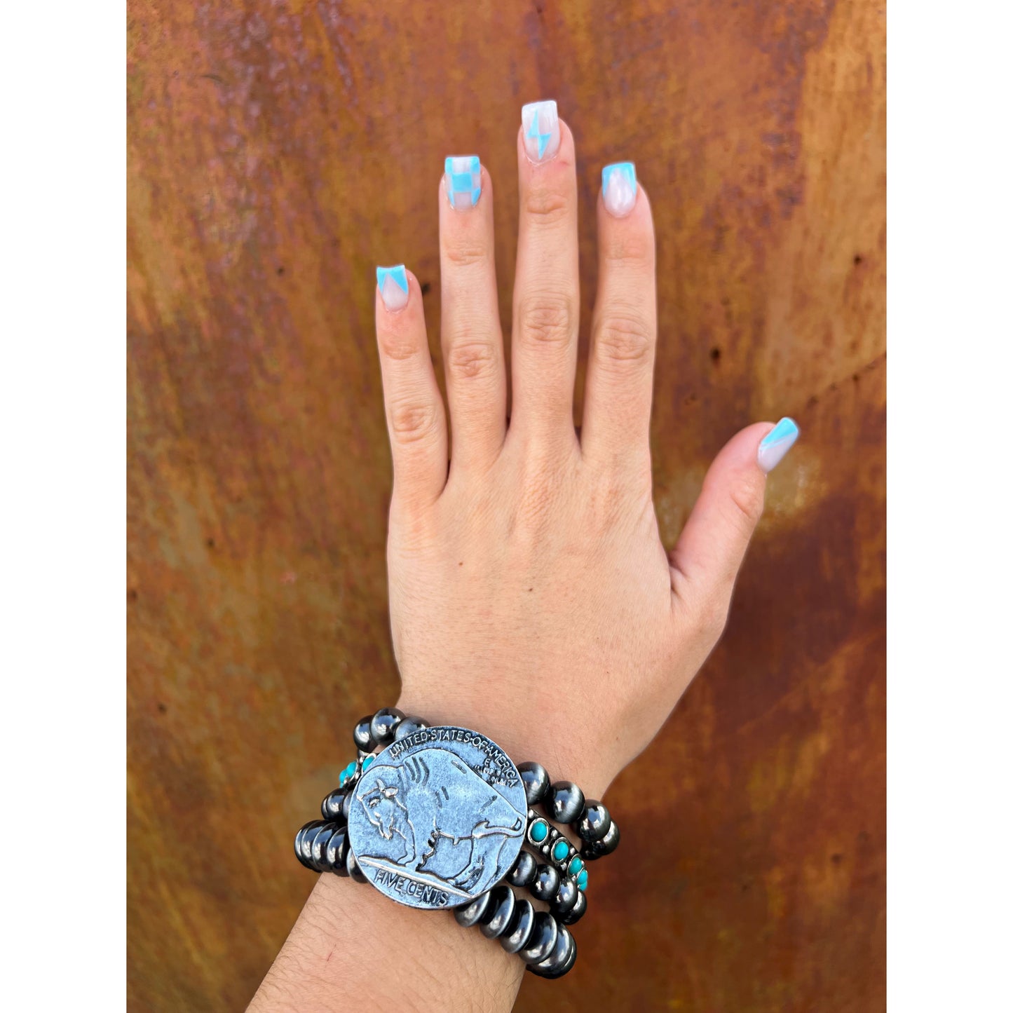 buffalo coin stack bracelet