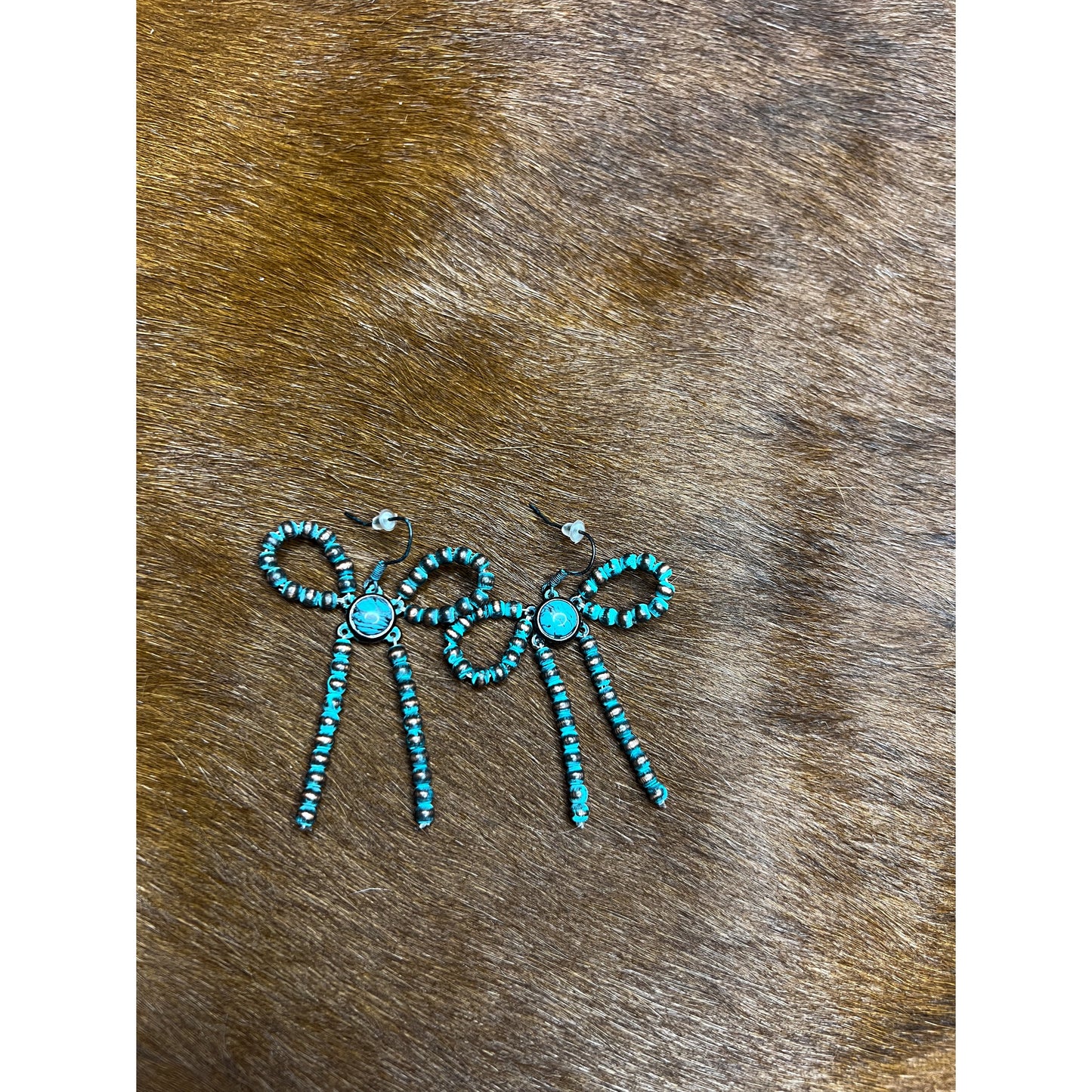 turquoise bow earrings