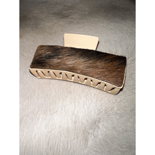 peach cowhide claw clip